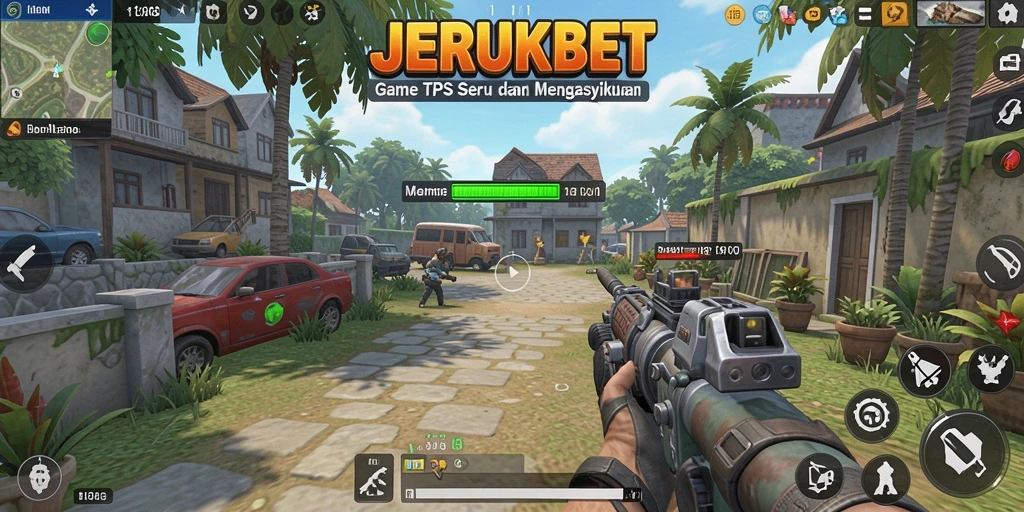 Tangkapan layar utama JERUKBET menampilkan pertempuran yang mendebarkan di dalam game TPS.