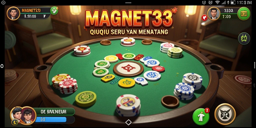 Tampilan gameplay seru dari MAGNET33 dengan kartu QiuQiu.